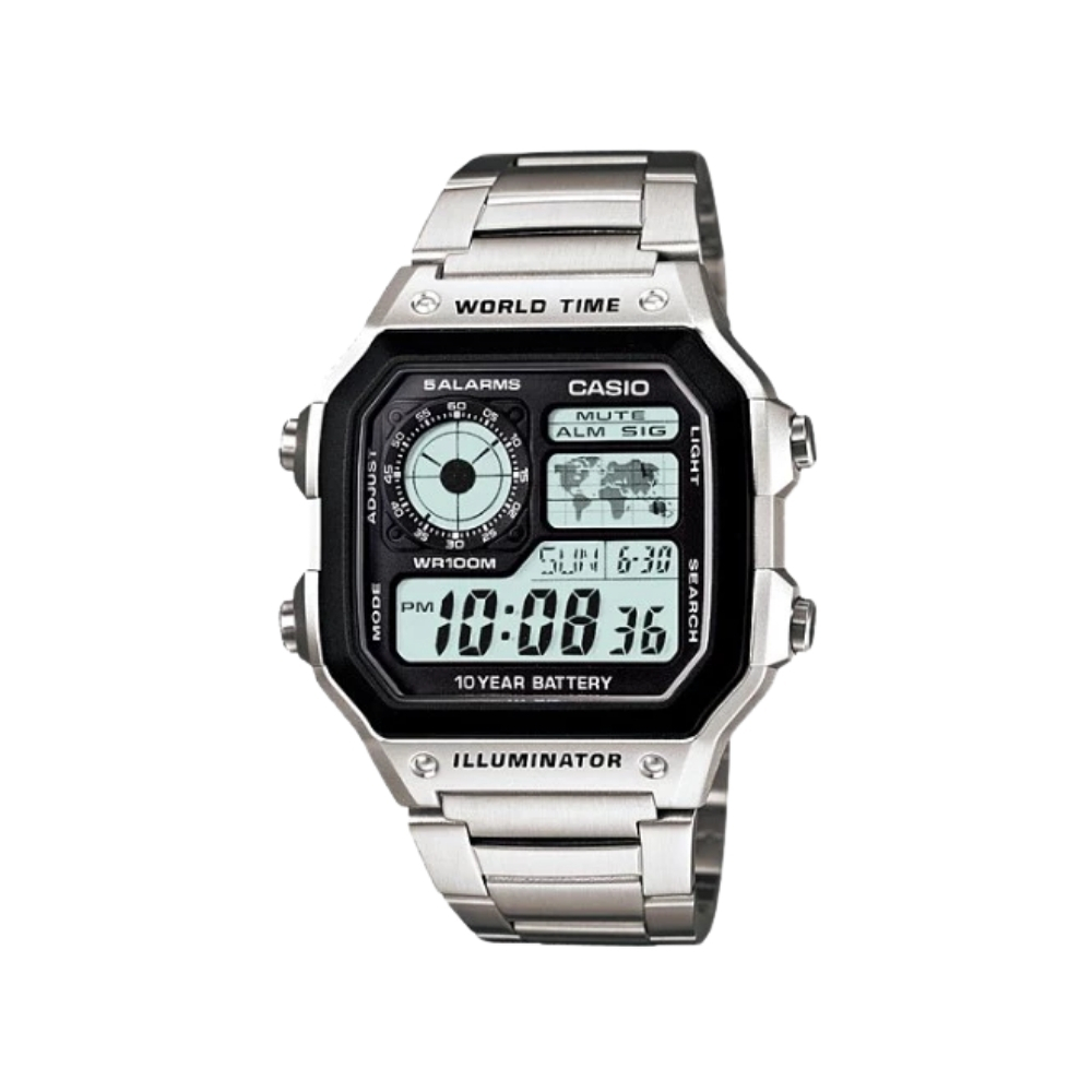 WWT (106) Silver Steel World Time Watch - Image 1