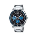 Blue Accent Stainless Steel Multi Function Watch