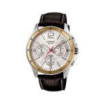 Silver Dial Brown Leather Multifunction Watch