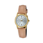Silver Dial Beige Leather Ladies Watch