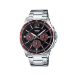 Red Accent Stainless Steel Multi Function Watch