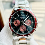 Red Accent Stainless Steel Multi Function Watch - Image 2